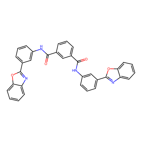 N,N'-bis[3-(1,3-benzoxazol-2-yl)phenyl]benzene-1,3-dicarboxamide structure