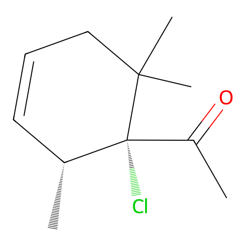 Ethanone, 1-(1-chloro-2,6,6-trimethyl-3-cyclohexen-1-yl)-, trans- structure
