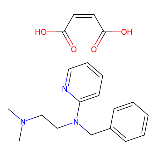 N'-Benzyl-N,N-dimethyl-N'-pyridin-2-ylethylenediammonium maleate structure