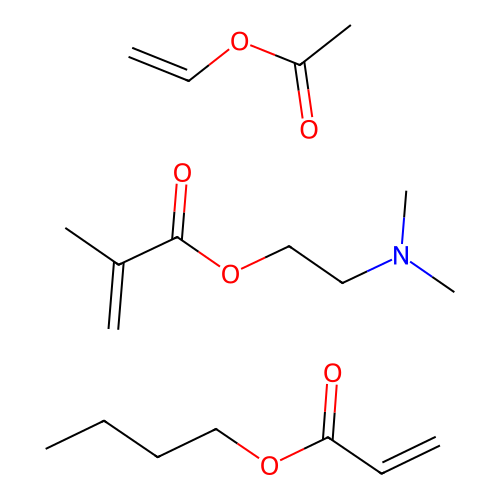 Butyl prop-2-enoate;2-(dimethylamino)ethyl 2-methylprop-2-enoate;ethenyl acetate structure
