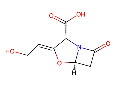 3-(2-羟基亚乙基)-7-氧代-4-氧杂-1-氮杂双环[3.2.0]庚烷-2-甲酸 structure