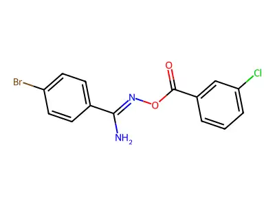 4-bromo-N'-{[(3-chlorophenyl)carbonyl]oxy}benzenecarboximidamide structure
