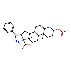 (8-Acetyl-9,13-dimethyl-5-phenyl-5,6,7-triazapentacyclo[10.8.0.02,9.04,8.013,18]icosa-6,18-dien-16-yl) acetate structure