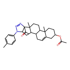 [8-Acetyl-9,13-dimethyl-5-(4-methylphenyl)-5,6,7-triazapentacyclo[10.8.0.02,9.04,8.013,18]icosa-6,18-dien-16-yl] acetate structure