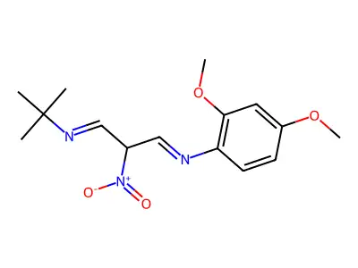 N-[(1E,3E)-3-(tert-butylimino)-2-nitropropylidene]-2,4-dimethoxyaniline structure