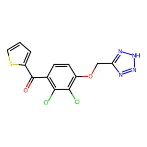 [2,3-dichloro-4-(1H-tetrazol-5-ylmethoxy)phenyl] 2-thienyl ketone structure