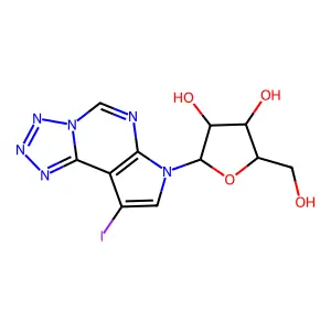 9-Iodo-7-pentofuranosyl-7H-pyrrolo[3,2-e]tetrazolo[1,5-c]pyrimidine structure