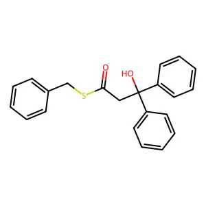 S-benzyl 3-hydroxy-3,3-diphenylpropanethioate structure