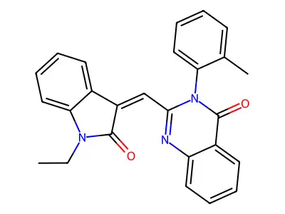 2-[(1-Ethyl-2-oxoindol-3-ylidene)methyl]-3-(2-methylphenyl)quinazolin-4-one structure