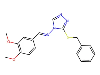 (3-Benzylsulfanyl-[1,2,4]triazol-4-yl)-(3,4-dimethoxy-benzylidene)-amine structure