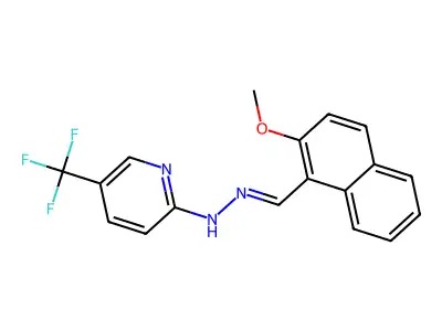 2-{(2E)-2-[(2-methoxynaphthalen-1-yl)methylidene]hydrazinyl}-5-(trifluoromethyl)pyridine structure
