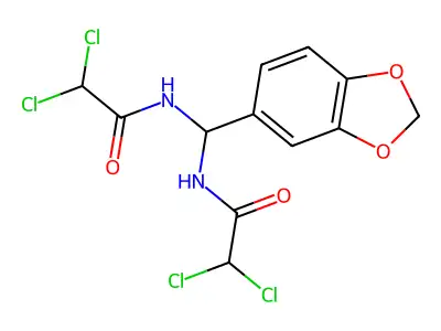 Acetamide, N,N'-(1,3-benzodioxol-5-ylmethylene)bis[2,2-dichloro- structure