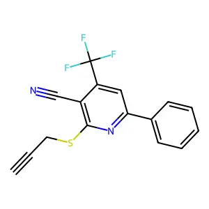 6-Phenyl-2-prop-2-ynylsulfanyl-4-trifluoromethyl-nicotinonitrile structure