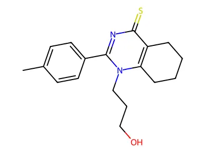 1-(3-Hydroxypropyl)-2-(4-methylphenyl)-5,6,7,8-tetrahydroquinazoline-4-thione structure
