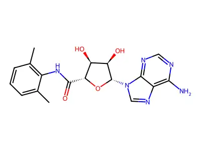 1-(6-Amino-9H-purin-9-yl)-1-deoxy-N-(2,6-dimethylphenyl)-beta-D-ribofuranuronamide trihydrate structure