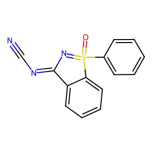 1-Oxido-1-phenyl-3H-1,2-benzisothiazol-3-ylidenecyanamide structure