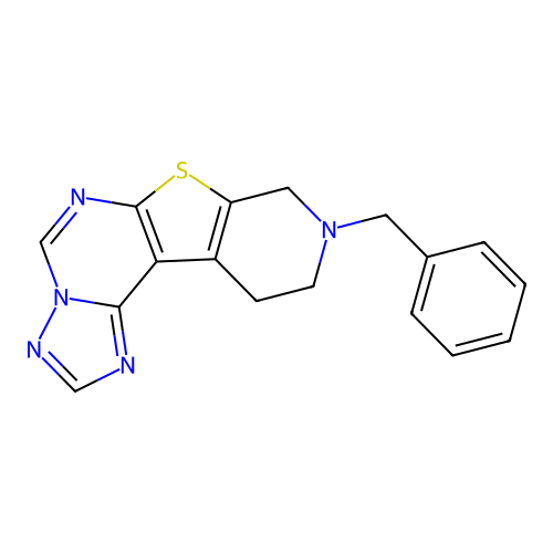 9-benzyl-8,9,10,11-tetrahydropyrido[4',3':4,5]thieno[3,2-e][1,2,4]triazolo[1,5-c]pyrimidine structure