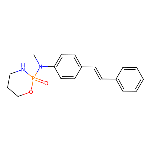 N-Methyl-N-(2-oxido-1,3,2-oxazaphosphinan-2-yl)-N-(4-(2-phenylvinyl)phenyl)amine structure