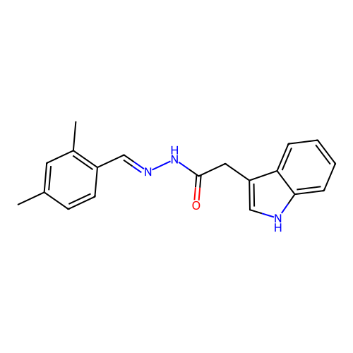 N-[(2,4-dimethylphenyl)methylideneamino]-2-(1H-indol-3-yl)acetamide structure