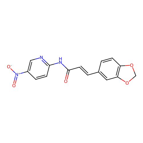 (E)-3-(1,3-benzodioxol-5-yl)-N-(5-nitropyridin-2-yl)prop-2-enamide structure