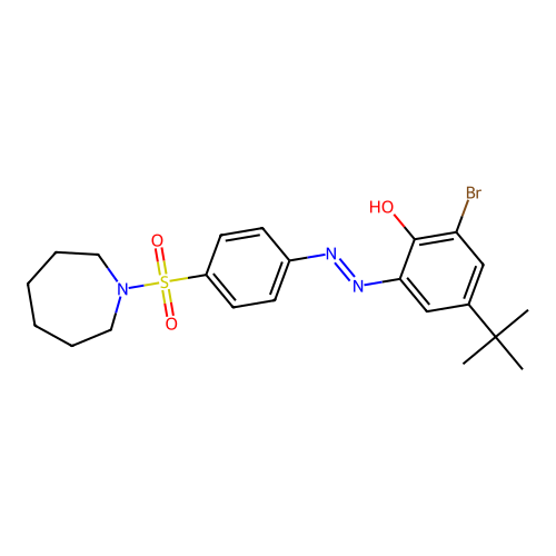 2-{(E)-[4-(azepan-1-ylsulfonyl)phenyl]diazenyl}-6-bromo-4-tert-butylphenol structure