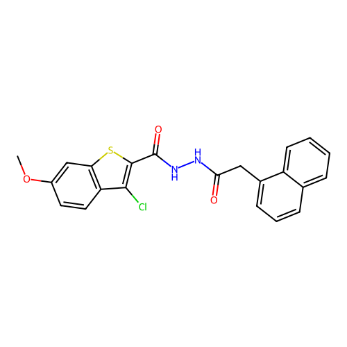 3-chloro-6-methoxy-N'-(1-naphthylacetyl)-1-benzothiophene-2-carbohydrazide structure