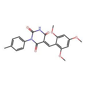 (5Z)-1-(4-methylphenyl)-5-[(2,4,6-trimethoxyphenyl)methylidene]-1,3-diazinane-2,4,6-trione structure