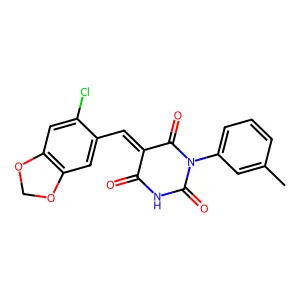 5-[(6-chloro-1,3-benzodioxol-5-yl)methylene]-1-(3-methylphenyl)-2,4,6(1H,3H,5H)-pyrimidinetrione structure