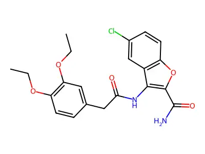 5-Chloro-3-{[(3,4-diethoxyphenyl)acetyl]amino}-1-benzofuran-2-carboxamide structure