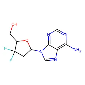 [(2S,5S)-5-(6-aminopurin-9-yl)-3,3-difluoro-tetrahydrofuran-2-yl]methanol structure