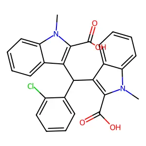 1H-Indole-2-carboxylic acid, 3,3'-((2-chlorophenyl)methylene)bis(1-methyl- structure