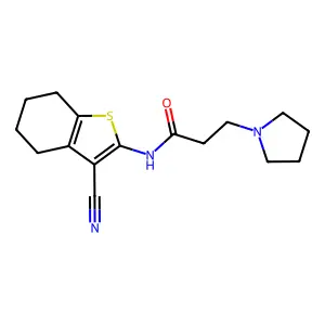 N-(3-cyano-4,5,6,7-tetrahydro-1-benzothiophen-2-yl)-3-(pyrrolidin-1-yl)propanamide structure