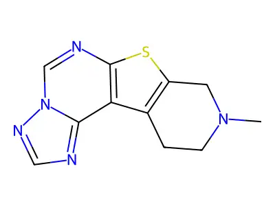9-methyl-8,9,10,11-tetrahydropyrido[4',3':4,5]thieno[3,2-e][1,2,4]triazolo[1,5-c]pyrimidine structure