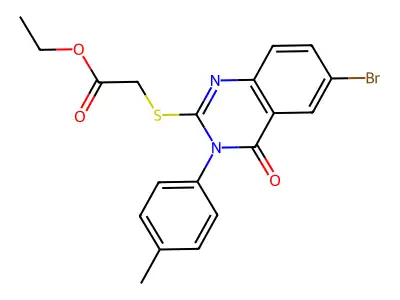 Ethyl 2-[6-bromo-3-(4-methylphenyl)-4-oxoquinazolin-2-yl]sulfanylacetate structure