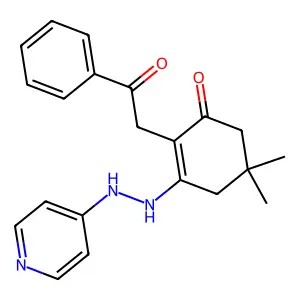5,5-Dimethyl-2-phenacyl-3-(2-pyridin-4-ylhydrazinyl)cyclohex-2-en-1-one structure