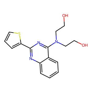 4-Bis(2-hydroxyethyl)amino-2-(2-thienyl)quinazoline structure