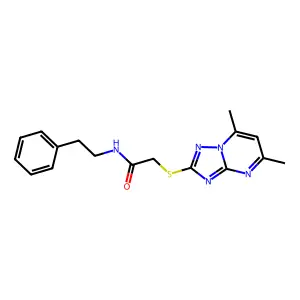 2-[(5,7-dimethyl[1,2,4]triazolo[1,5-a]pyrimidin-2-yl)sulfanyl]-N-(2-phenylethyl)acetamide structure