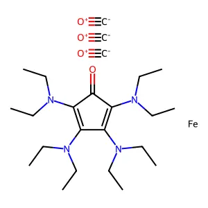 Carbon monoxide; iron; 2,3,4,5-tetrakis(diethylamino)cyclopentanone structure