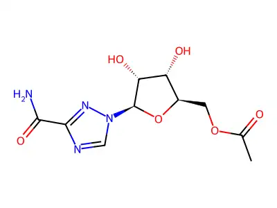 [5-(3-Carbamoyl(1,2,4-triazolyl))-3,4-dihydroxyoxolan-2-yl]methyl acetate structure