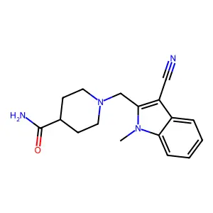 1-(3-Cyano-1-methyl-1H-indol-2-ylmethyl)-piperidine-4-carboxylic acid amide structure