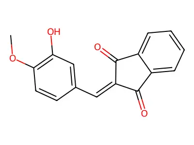 2-(3-hydroxy-4-methoxybenzylidene)-1H-indene-1,3(2H)-dione structure