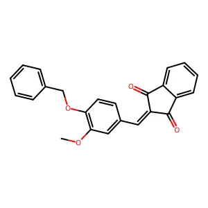 2-(4-(benzyloxy)-3-methoxybenzylidene)-1H-indene-1,3(2H)-dione structure