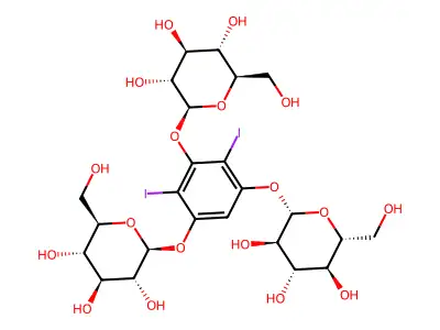 beta-D-Glucopyranoside, (2,4-diiodo-1,3,5-benzenetriyl)tris- structure
