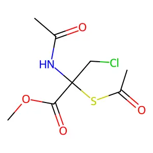 Methyl N-acetyl-2-(acetylsulfanyl)-3-chloroalaninate structure