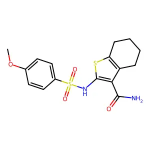 2-[(4-methoxyphenyl)sulfonylamino]-4,5,6,7-tetrahydro-1-benzothiophene-3-carboxamide structure