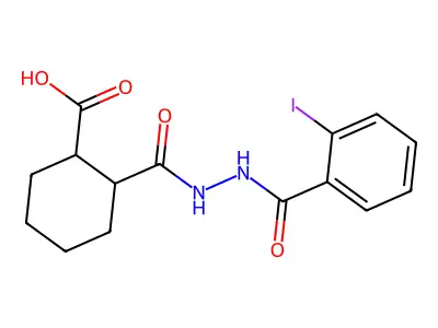 2-{[2-(2-Iodobenzoyl)hydrazino]carbonyl}cyclohexanecarboxylic acid structure