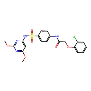 2-(2-chlorophenoxy)-N-(4-{[(2,6-dimethoxy-4-pyrimidinyl)amino]sulfonyl}phenyl)acetamide structure