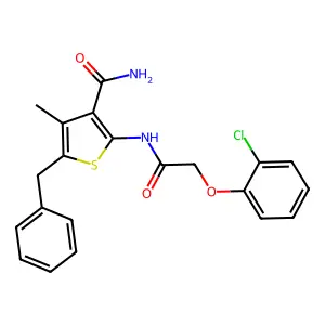 5-Benzyl-2-{[(2-chlorophenoxy)acetyl]amino}-4-methyl-3-thiophenecarboxamide structure