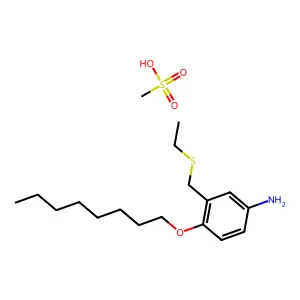 Methanesulfonic acid, compd. with alpha-(ethylthio)-4-(octyloxy)-m-toluidine structure
