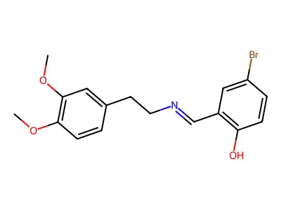 Phenol, 4-bromo-2-[[[2-(3,4-dimethoxyphenyl)ethyl]imino]methyl]- structure